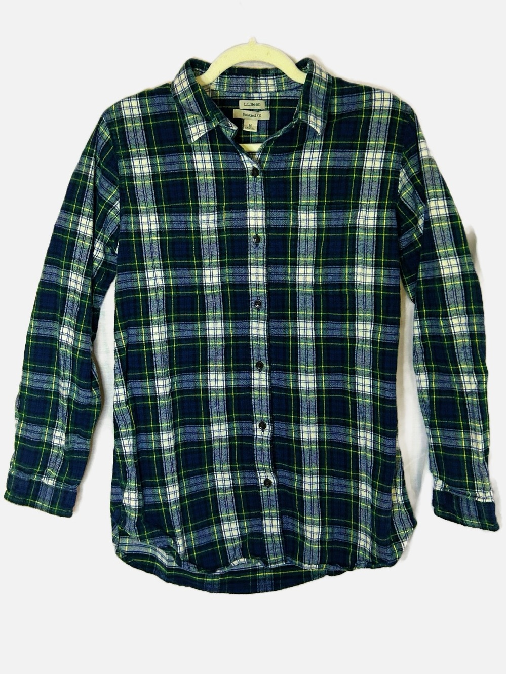 L.L. Bean Scotch Plaid Flannel Button Down Shirt Size M